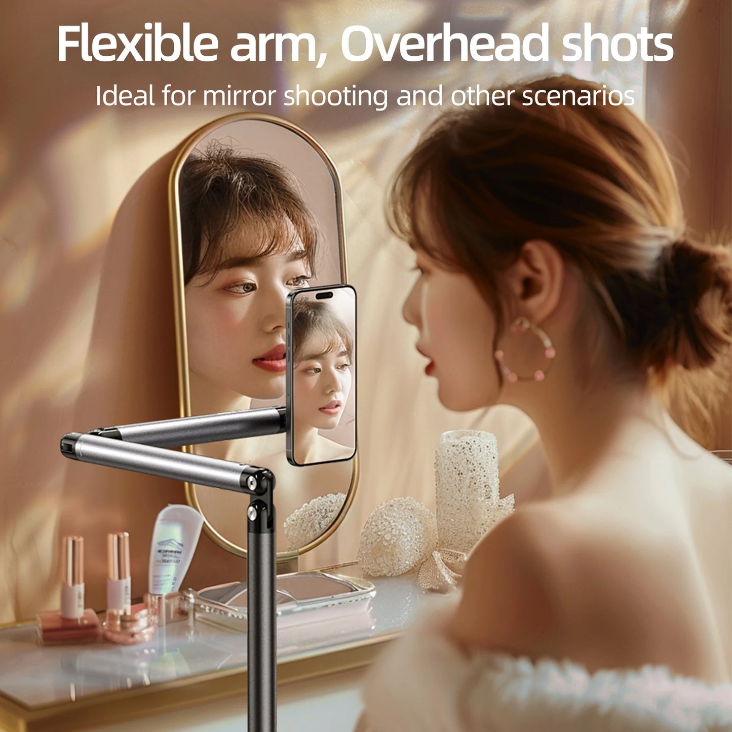 TELESIN Magnetic Mobile Phone Floor Stand Cantilever Live Broadcast Tablet Bracket Lifting Bracket Universal Mobile Phone Holder