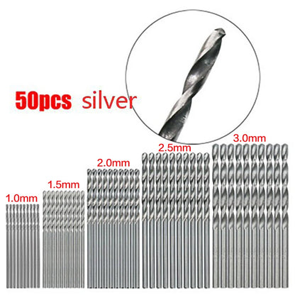 100/50Pcs Titanium Coated Drill Bits HSS High Speed Steel Set Tool Quality Power Tools 1/1.5/2/2.5/3mm