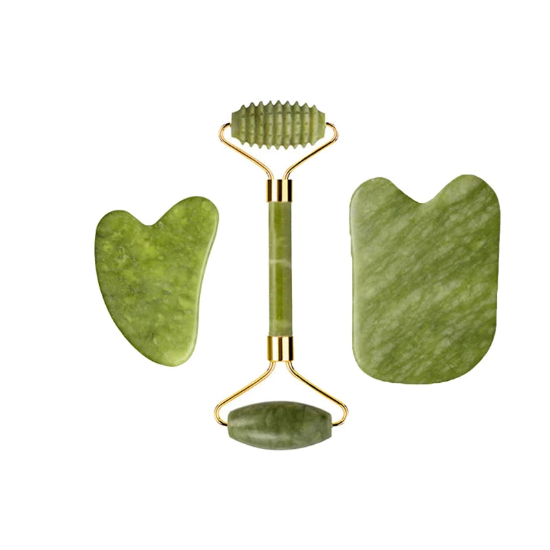 Natural Jade Roller Gua Sha Massage Set Guasha Board Comb Gouache Scraper Body Acupuncture Spa Facial Anti Aging Lifting Tools