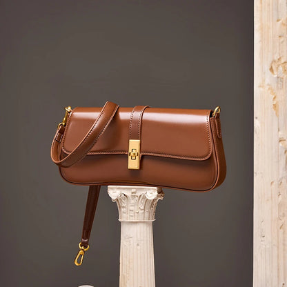 Toptrends Elegant Genuine Leather Underarm Shoulder Bags For Women 2025 Luxury Designer Crossbody Purses Saddle Ladies Handbags