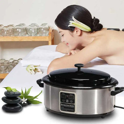 Hot Stone Massage Set Heater Massage Machine Relieve Stress Back Pain Health Care Lava Basalt Round Massage Tool Stone