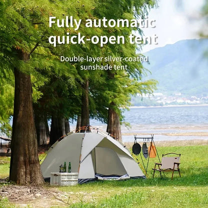 Automatic Pop-Up Camping Tent, 3–4 Person, Rain & Sunproof