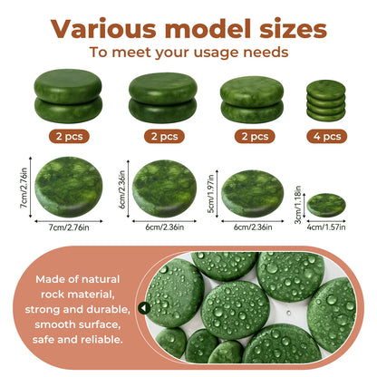 10pcs Olive green natural stone, used as a professional spa/home body relaxation massage tool.