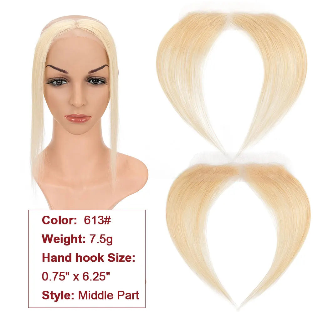 SEGO Natural Human Hair Full Lace Hand-Tied Front Hairline Topper For Women Hair Patches Add Hair Volume 10" Straight Hairpieces