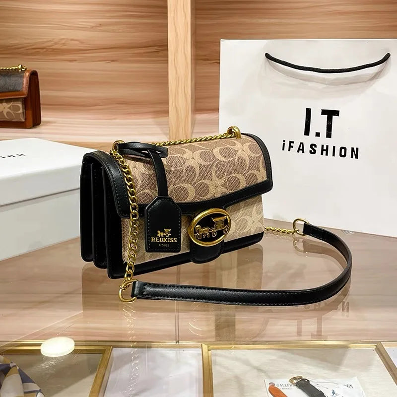 Light luxury women's bag 2025 new high-end color contrast single shoulder underarm bag designer fashionable crossbody small squa