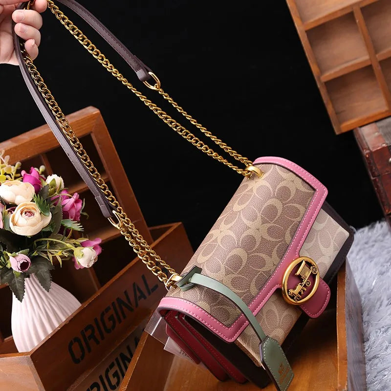 Light luxury women's bag 2025 new high-end color contrast single shoulder underarm bag designer fashionable crossbody small squa