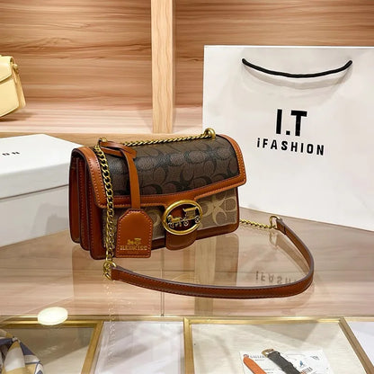 Light luxury women's bag 2025 new high-end color contrast single shoulder underarm bag designer fashionable crossbody small squa