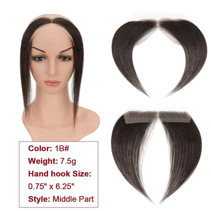 SEGO Natural Human Hair Full Lace Hand-Tied Front Hairline Topper For Women Hair Patches Add Hair Volume 10" Straight Hairpieces