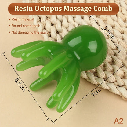 Resin Octopus Comb Head Massager Meridian Scraping Scalp Massage Brush Acupuncture SPA Gua Sha Health Massage Tool