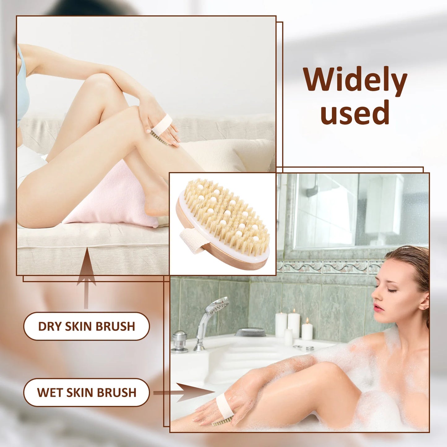 Dry Skin Body Massage Brush Natural Bristle Dead Skin Remover Exfoliating Soft SPA Woman Man Skin Cleaning Brush
