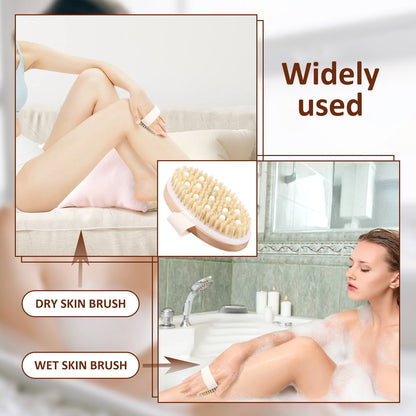Dry Skin Body Massage Brush Natural Bristle Dead Skin Remover Exfoliating Soft SPA Woman Man Skin Cleaning Brush