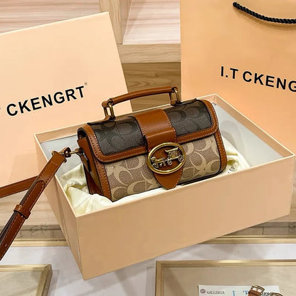 New minimalist and fashionable small handbag, contrasting color women's bag, high-end carriage crossbody bag, portable box bag