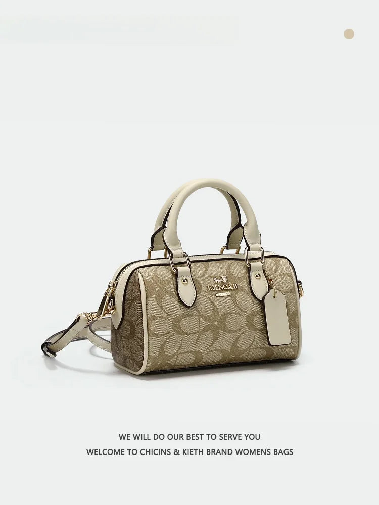 CHICINS&KIETH Premium Boston Handbag Women's 2025 New Lightweight Single oulder Crossbody Bag Casual Chic Pure Color