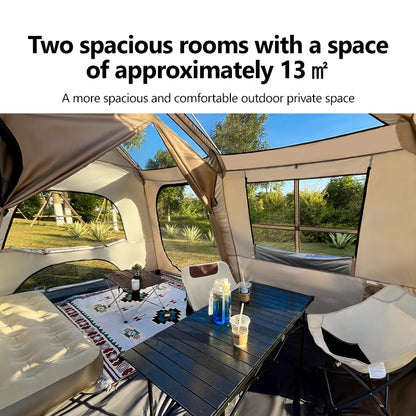 Sonuto Automatic Large Camping Tent 3-8 Person Quick Setup Double Hall Ridge Tent with Canopy for Outdoor Family Adventures