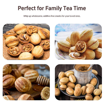 Electric Walnut Cake Waffle Maker With Nuts 12 Holes Cooking Kitchen Biscuits Making for Baking Business Nuts Waffle