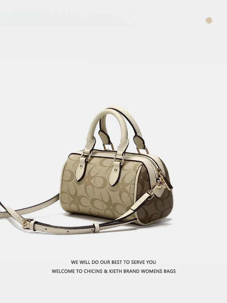 CHICINS&KIETH Premium Boston Handbag Women's 2025 New Lightweight Single oulder Crossbody Bag Casual Chic Pure Color