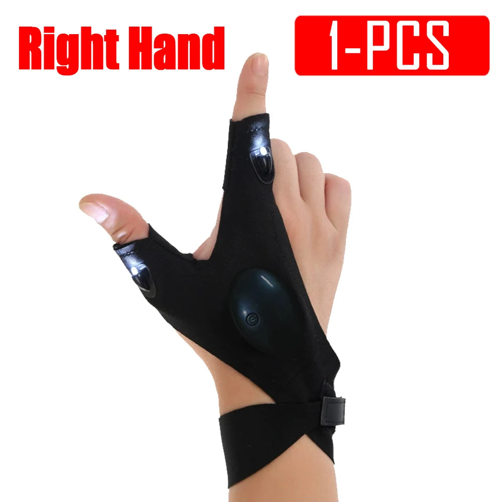 LED Half Finger Glove for Men Women Outdoor Waterproof Night Fishing Bait Cycling Running Flashlight Automotive Inspection Light