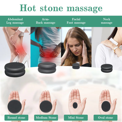 Massage Hot Stone Set,10 Piece Black Hot Stone Massage Set,Hot Massage Stone for Professional or Home Spa,For Body Massage