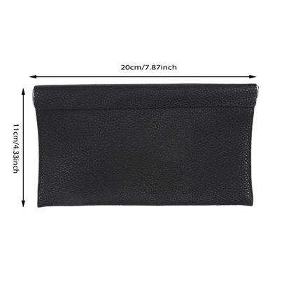 Self-Closing Artificial Leather Long Wallet Passport Driver's License ID Holder Headphone Data Cable Storage Cash Pouch