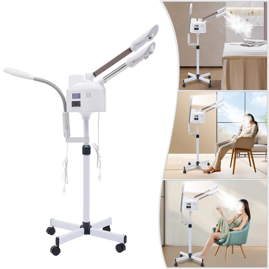 3-in-1 Facial Steamer Beautician Steamer Deep Cleaning w/Hot and Cold Nozzle LED Magnifying Lamp Beauty Salon Spa