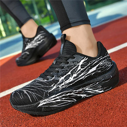 Men Sports Running Black Jogging Shoes Casual Sneakers Green Outdoor Breathable Mesh Women Light Shock-absorption White Tennis