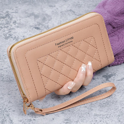 2024 new ladies purse long Joker zipper clutch bag embroidered fashion large capacity soft wallet mobile phone bag