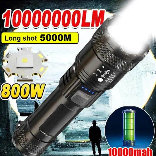 Linternas LED de alta potencia 2000LM, linterna táctica con luz de pantalla, carga USB, camping, pesca, emergencia, zoom, farol.
