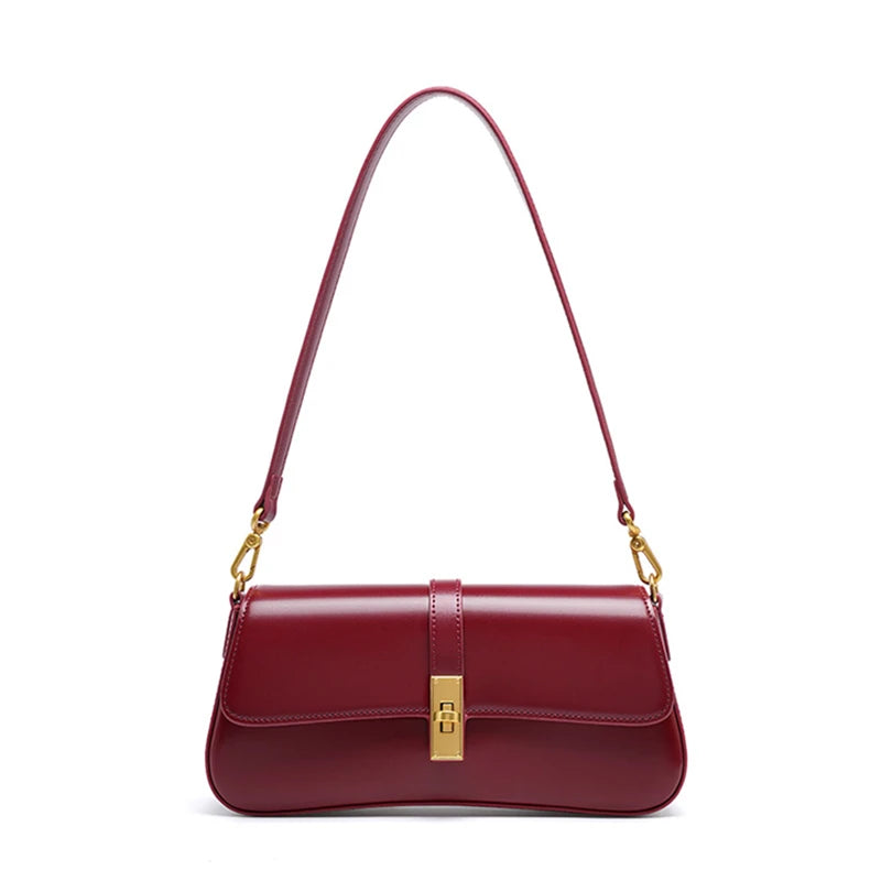 Toptrends Elegant Genuine Leather Underarm Shoulder Bags For Women 2025 Luxury Designer Crossbody Purses Saddle Ladies Handbags