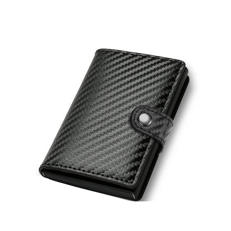 Carbon Fiber Credit Card Holder Wallet Men Rfid Smart Metal Thin Slim Pop Up Minimalist Wallet Small Black Purse Metal Vallet