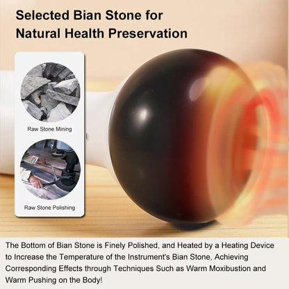 Hot Stone Scraping Vibration Massager Relax Muscles Warm Moxibustion Guasha Spa Therapy Bianstone Massage Relaxation Tool