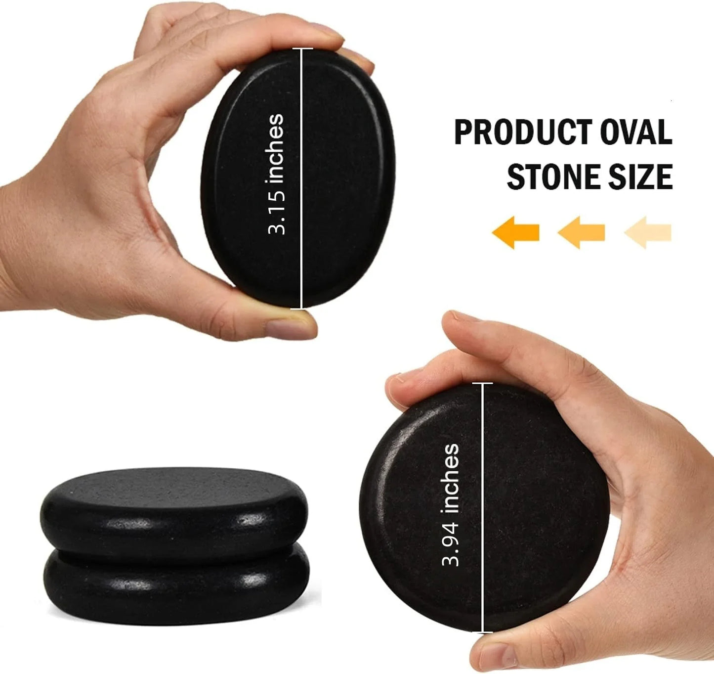 Hot Stones for Massage 4 Large and 2 Medium Basalt Stones Set Hot Rocks Massage Stones for Spa, Relaxing, Healing