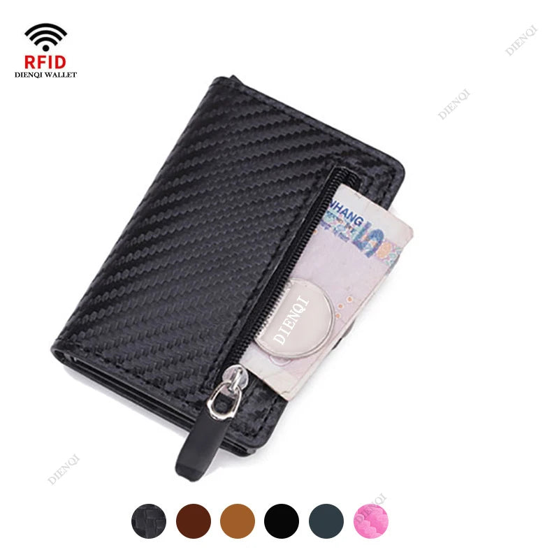 Carbon Fiber Rfid Blocking Protection Men id Credit Card Holder Wallet Leather Metal Business Bank CreditCard Cardholder Case