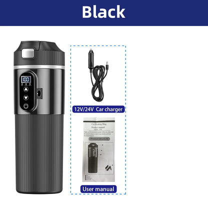 12V/24V 500ML Electric Heating Cup Kettle 304Stainless Steel Water Heater Bottle Auto Shut Off Fast Boiling Cup For Travel Car