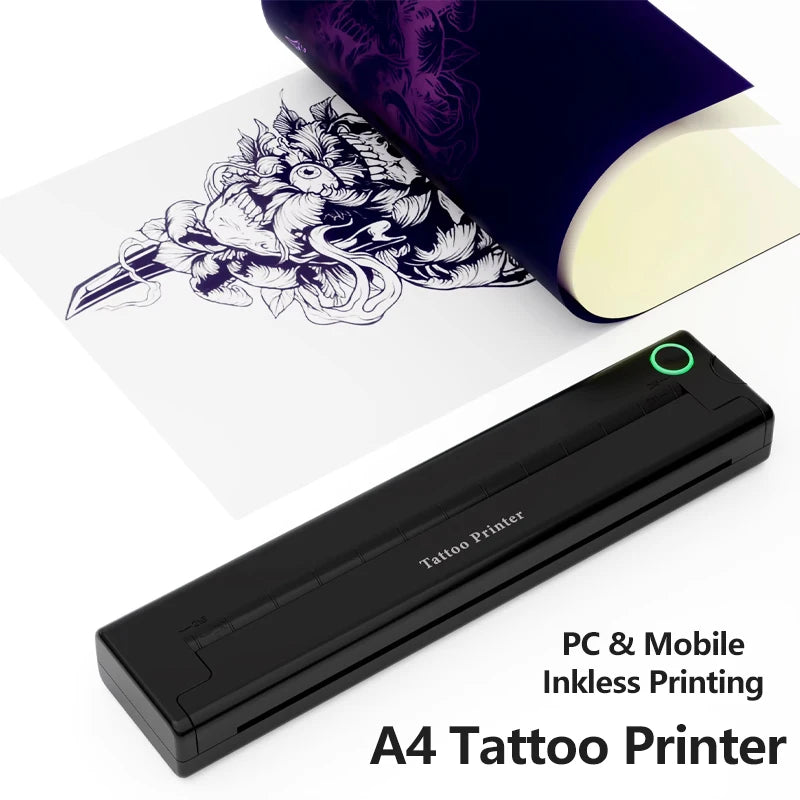 Mini Portable A4 Thermal Printer Multifunctional Tattoo Document Printer Bluetooth HD Printing Tattoo Machine A4 Paper Printer