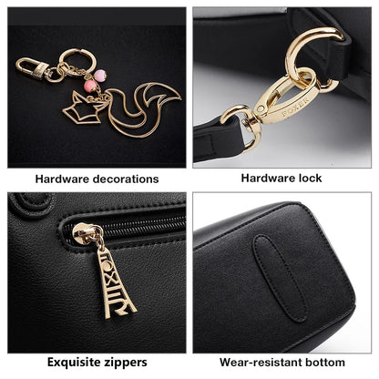 FOXER Elegant Women Shoulder Tote Bag Cowhide Fashion Luxury Design Female Handbag Purse Festival Gift for Wife,Mom