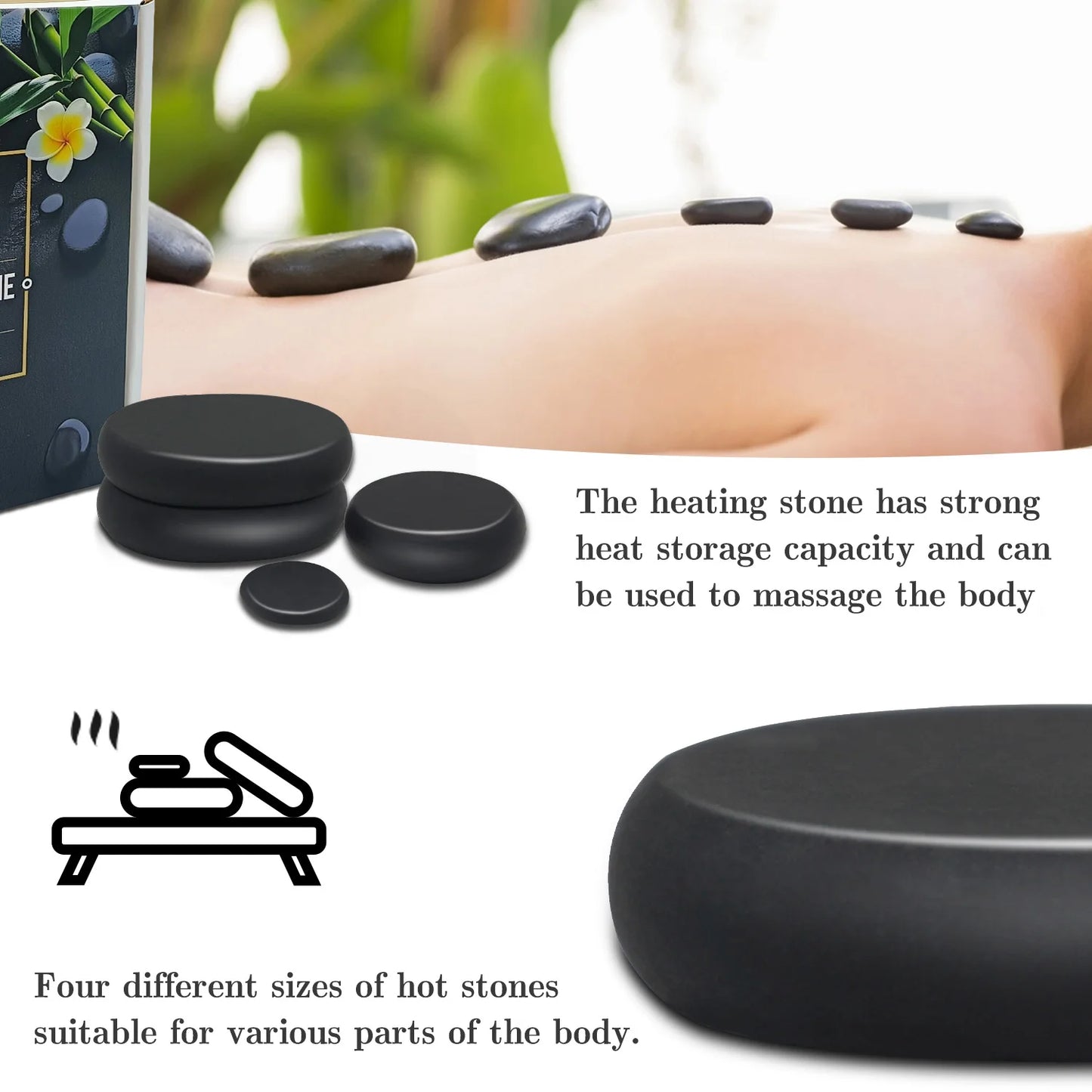 Massage Hot Stone Set,10 Piece Black Hot Stone Massage Set,Hot Massage Stone for Professional or Home Spa,For Body Massage