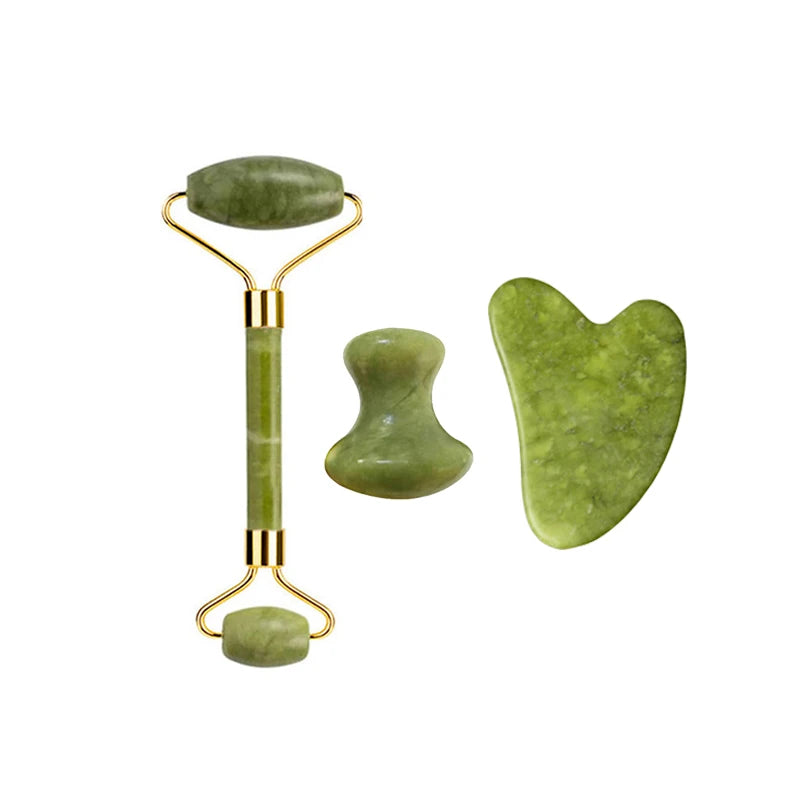 Natural Jade Roller Gua Sha Massage Set Guasha Board Comb Gouache Scraper Body Acupuncture Spa Facial Anti Aging Lifting Tools