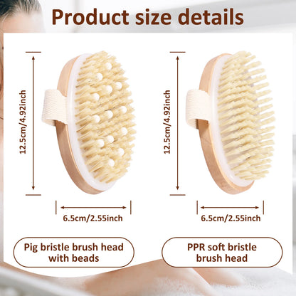 Dry Skin Body Massage Brush Natural Bristle Dead Skin Remover Exfoliating Soft SPA Woman Man Skin Cleaning Brush