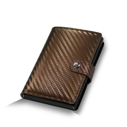 Carbon Fiber Credit Card Holder Wallet Men Rfid Smart Metal Thin Slim Pop Up Minimalist Wallet Small Black Purse Metal Vallet
