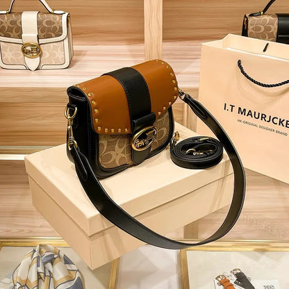 New minimalist and fashionable small handbag, contrasting color women's bag, high-end carriage crossbody bag, portable box bag