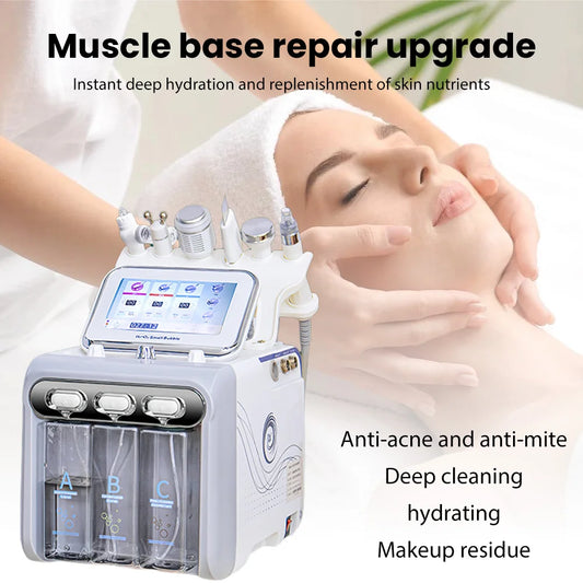 6 in 1 Dermabrasion Facial Machine Hydro Aqua Peel Spa Skin Rejuvenation Deep Cleansing Care Device