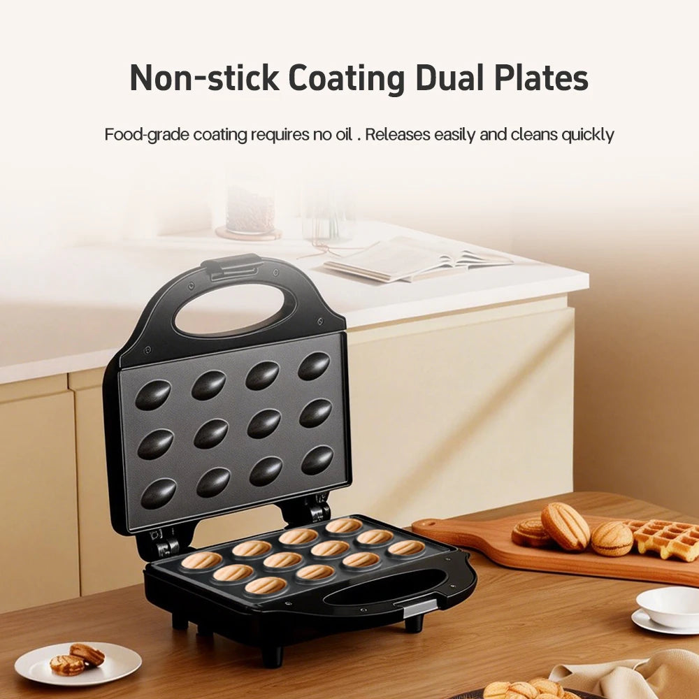 Electric Walnut Cake Waffle Maker With Nuts 12 Holes Cooking Kitchen Biscuits Making for Baking Business Nuts Waffle