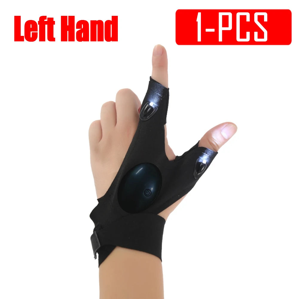 LED Half Finger Glove for Men Women Outdoor Waterproof Night Fishing Bait Cycling Running Flashlight Automotive Inspection Light