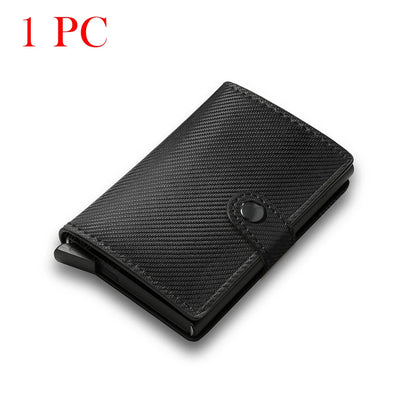 Carbon Fiber Credit Card Holder Wallet Men Rfid Smart Metal Thin Slim Pop Up Minimalist Wallet Small Black Purse Metal Vallet
