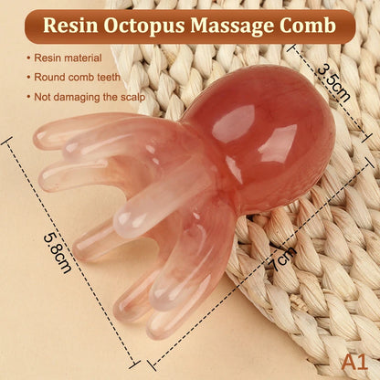 Resin Octopus Comb Head Massager Meridian Scraping Scalp Massage Brush Acupuncture SPA Gua Sha Health Massage Tool