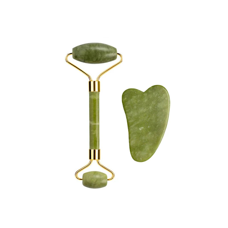 Natural Jade Roller Gua Sha Massage Set Guasha Board Comb Gouache Scraper Body Acupuncture Spa Facial Anti Aging Lifting Tools