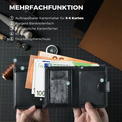 YATBEST Card Holder Wallet  Slim Minimalist Pop Up Leather Men Wallets RFID Blocking Metal Bank Card Case with Coins Pocket