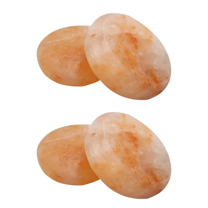 4PCS Hot Stone Therapy Hydrotherapy Massage Oval Natural Himalayan Salt Pink Crystal Hot Stone Promotes Blood Circulation