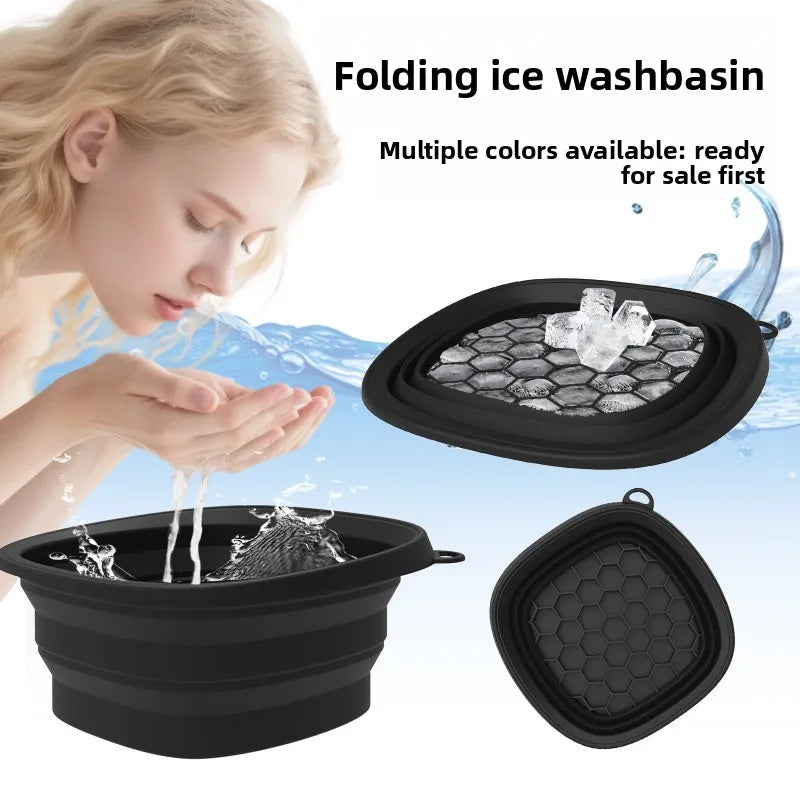 Collapsible Silicone Face Basin - Dual-Purpose Ice Therapy & Beauty Care Container for Home/Spa Use