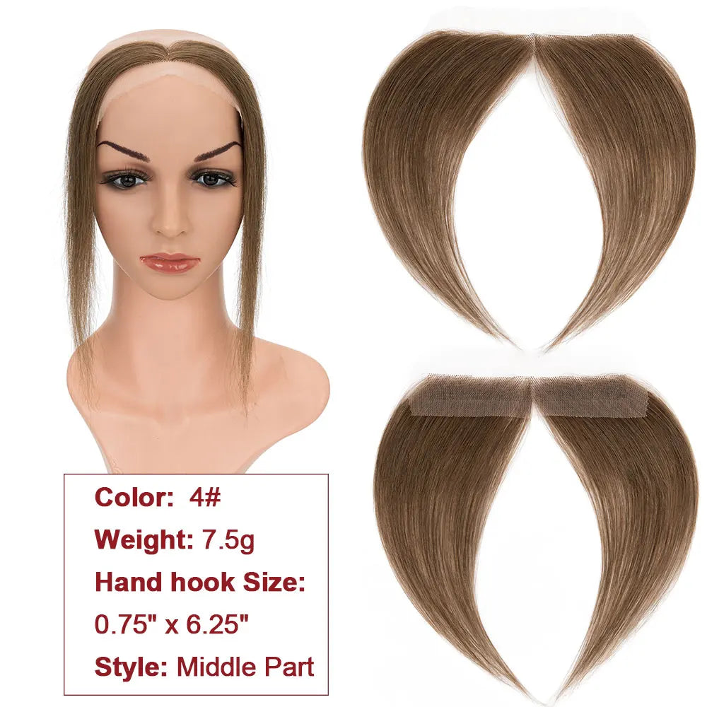 SEGO Natural Human Hair Full Lace Hand-Tied Front Hairline Topper For Women Hair Patches Add Hair Volume 10" Straight Hairpieces
